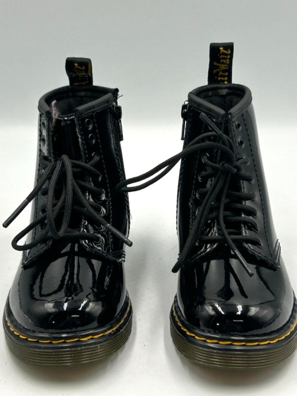 NWOB Dr. Martens Kids Black Patent Leather 1460 T Lace-Up Combat Boots Sz 9 3276 - Picture 12 of 16